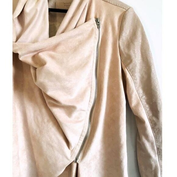 BLANKNYC Faux Leather Mixed Media Drape Front Jacket Size S - Picture 4 of 10